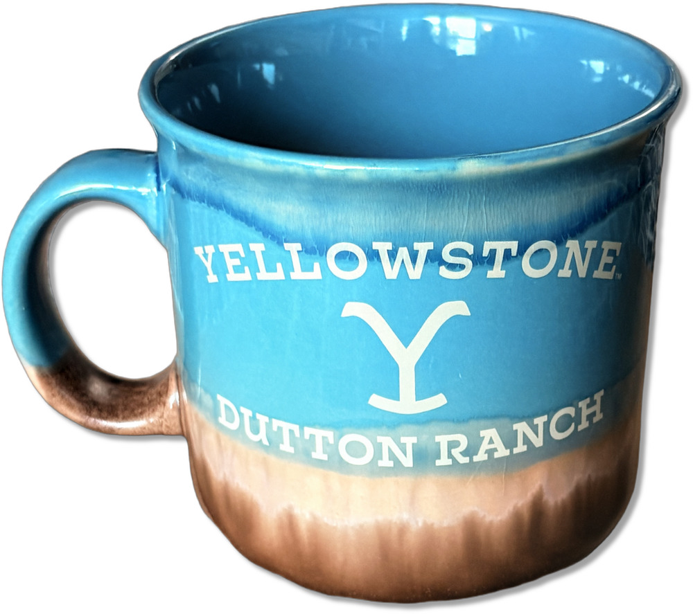 Yellowstone Dutton Ranch Y Logo 20 oz Ceramic Coffee Mug, Costner Ranch Cabin